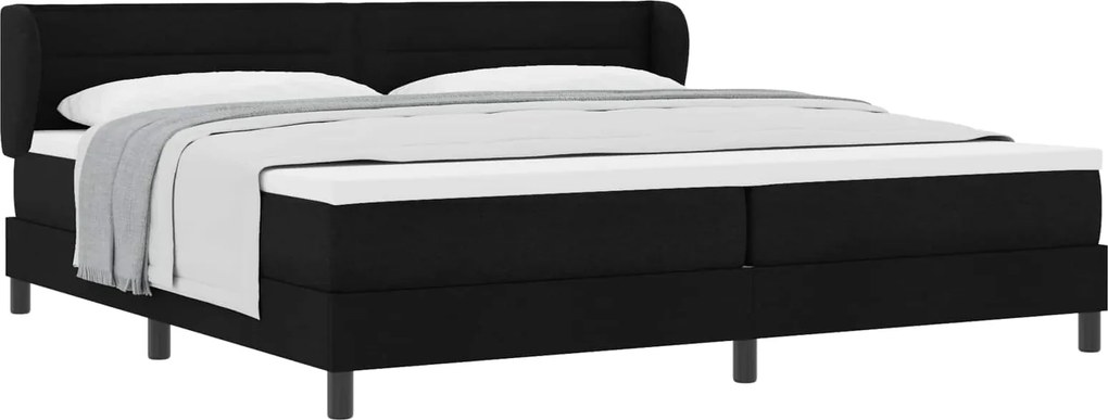 vidaXL Pat cu arcuri cu saltea Negru 200 x 200 cm țesătură