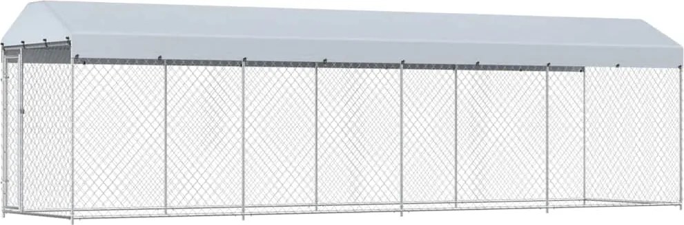 vidaXL Padoc pentru câini de exterior, cu acoperiș 760x190x225 cm