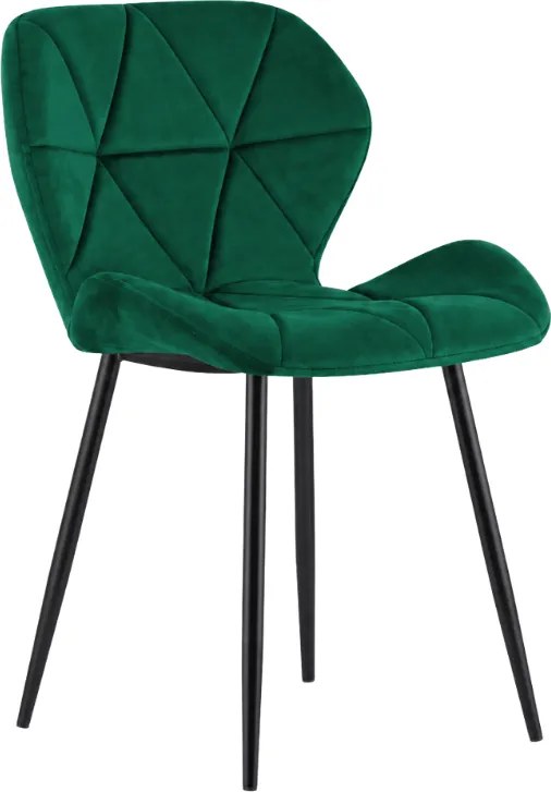 Scaun de masa MANGO VELVET cu picioare negre, verde inchis