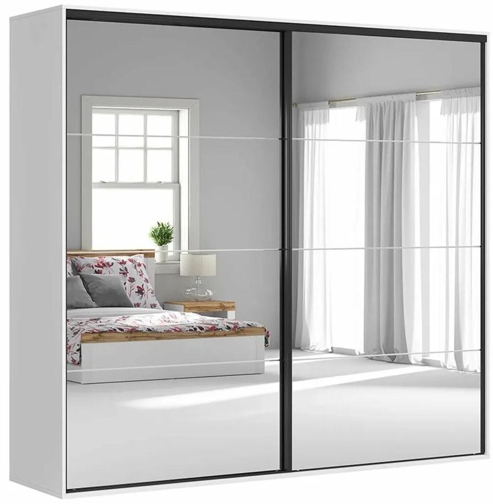 Dulap de haine cu uși culisante Flex 94 (alb + gri) (cu oglindă). Promo -27%. 1098244