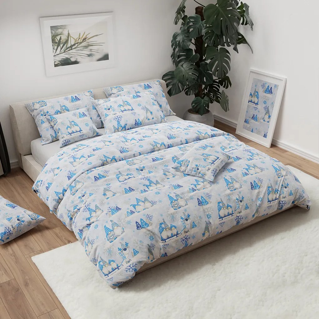 Lenjerie de pat din bumbac CHRISTMAS ELF albastru Dimensiune lenjerie de pat: 70 x 90 cm | 140 x 200 cm