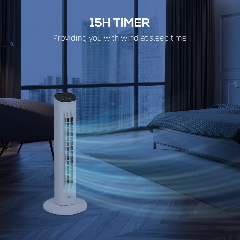 Ventilator turn HOMCOM cu telecomandă, 3 viteze, mod de repaus | Aosom Romania