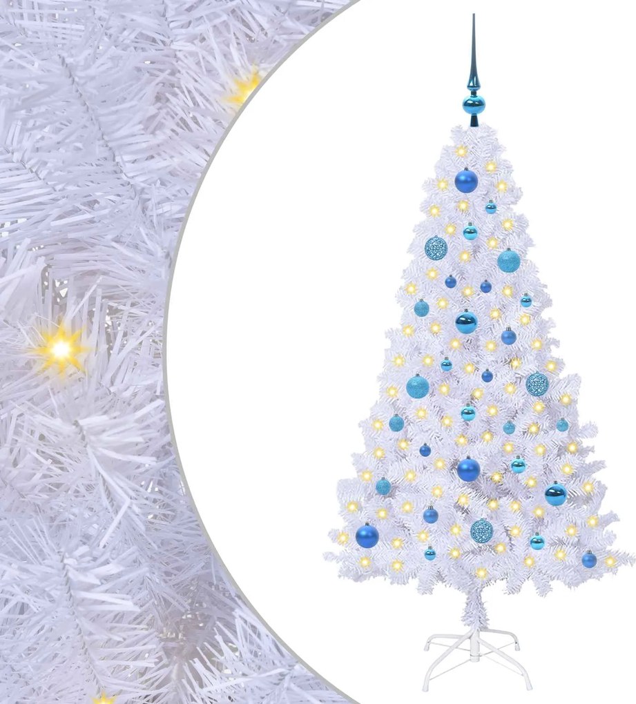 vidaXL Brad de Crăciun artificial cu 150 LED Alb 150 cm PVC și Oțel