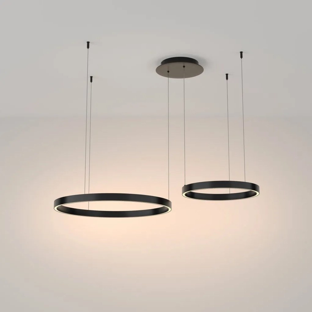 Lustra LED suspendata design modern Rim negru 60cm, 3000K
