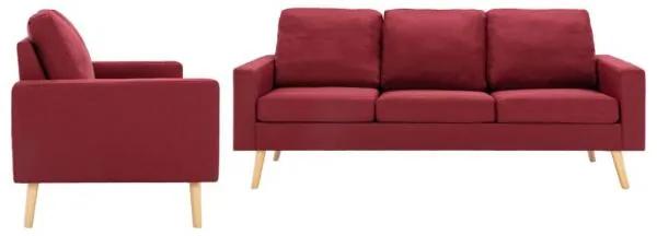 vidaXL Set de canapele, 2 piese, roșu vin, material textil