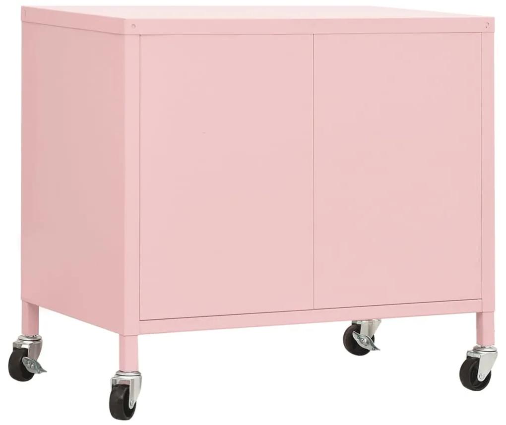 Dulap de depozitare, roz, 60x35x56 cm, otel Roz, 1, Roz