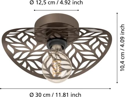 Eglo 44125 - Aplică de perete SWABY 1xE27/60W/230V, bronz