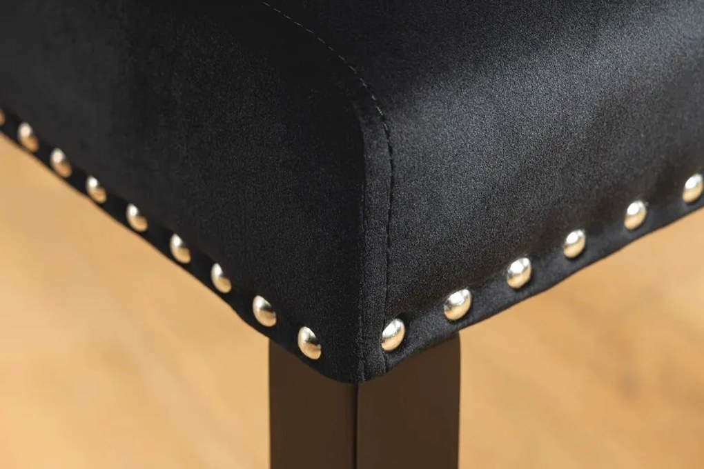 Set 2 scaune Stil Baroc, Catifea, Negru, CASTLE