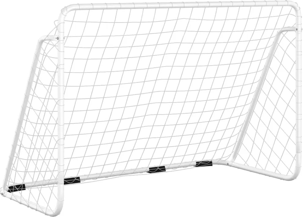 vidaXL Poartă de fotbal cu plasă, alb, 180x90x120 cm, oțel