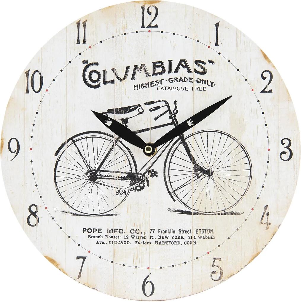 Ceas de perete alb vintage cu model Biciclet Ø 29x4 cm