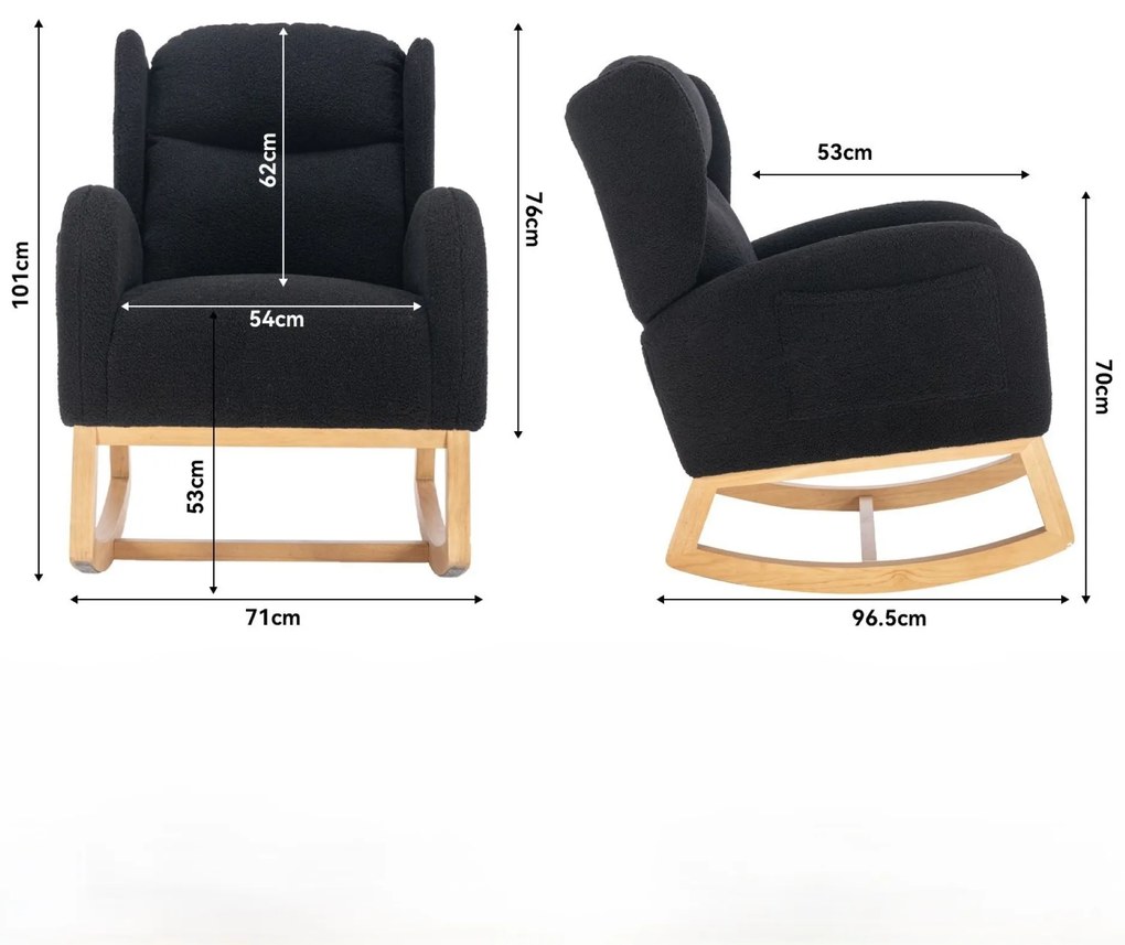 Scaun balansoar modern cu husă din material Teddy, Negru | Aosom Romania
