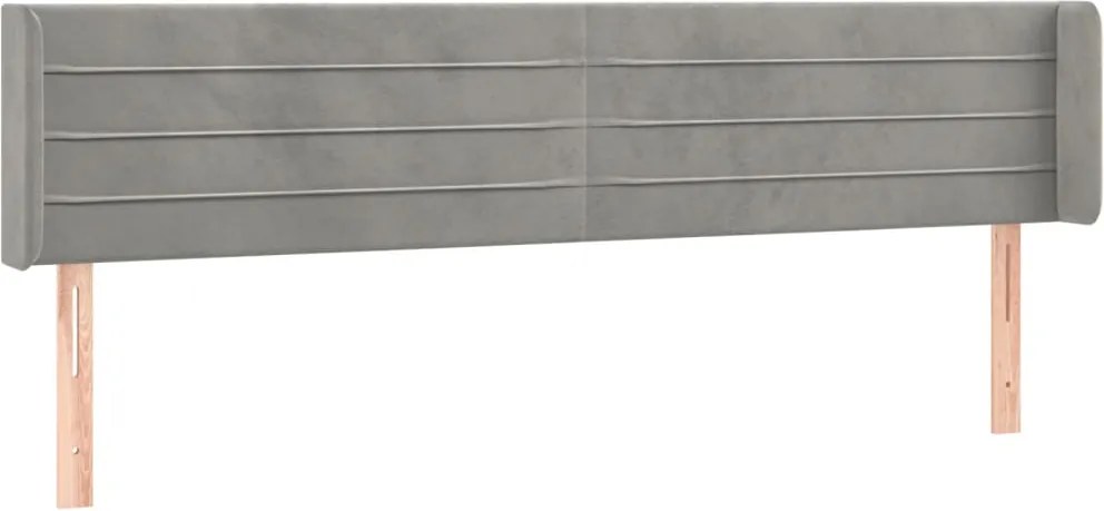 vidaXL Tăblie de pat cu aripioare gri deschis 203x16x78/88 cm catifea