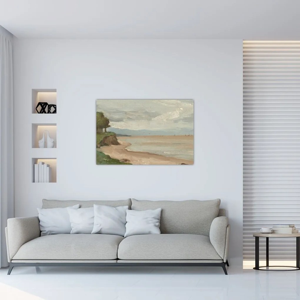 Tablou - Jean-Baptiste-Camille Corot, Beach Near Etretat, reproducere (90x60 cm)