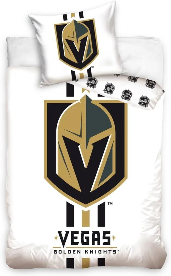 Lenjerie de pat NHL Vegas Golden Knights White, din bumbac, 140 x 200 cm, 70 x 90 cm