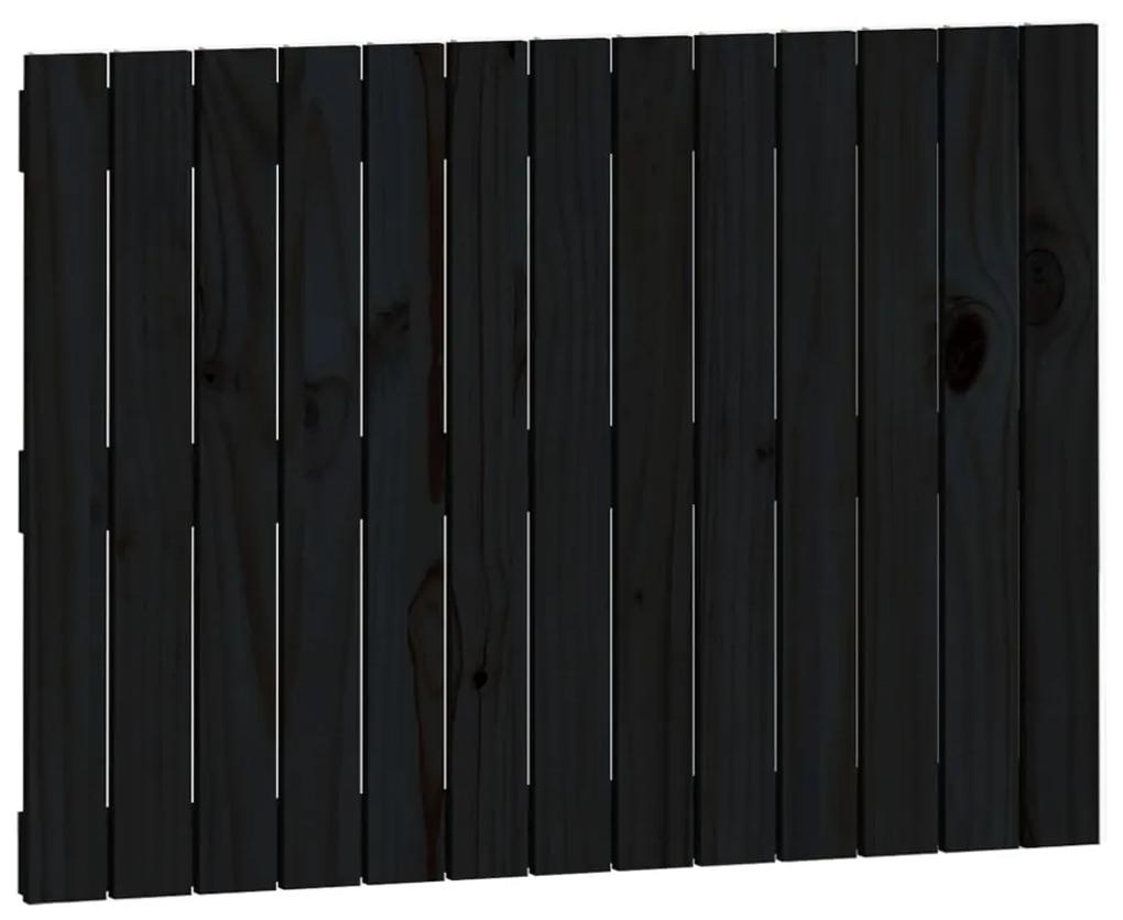 824857 vidaXL Tăblie de pat pentru perete, negru, 82,5x3x60cm, lemn masiv pin