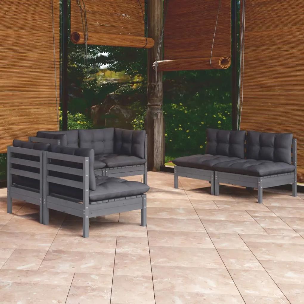 3096210 vidaXL Set mobilier de grădină cu perne, 6 piese, lemn masiv de pin