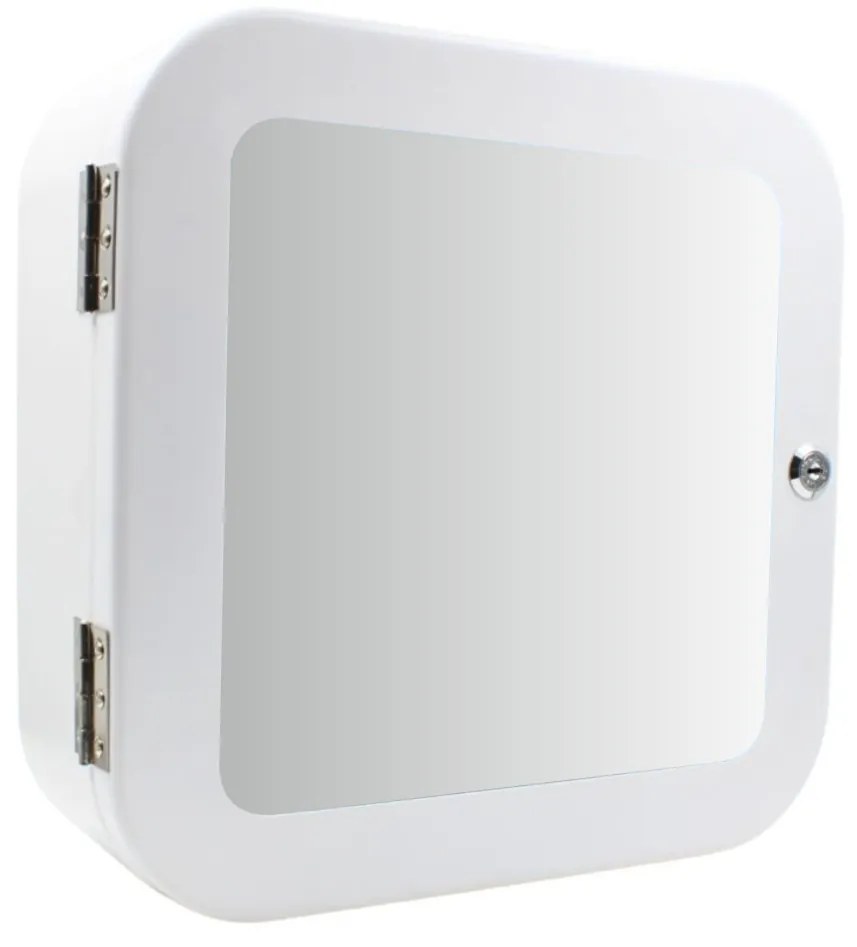 Dulap pentru Medicamente cu Oglindă și Închidere cu Cheie, 32x32x11.5 cm, Alb – Bathroom Solutions