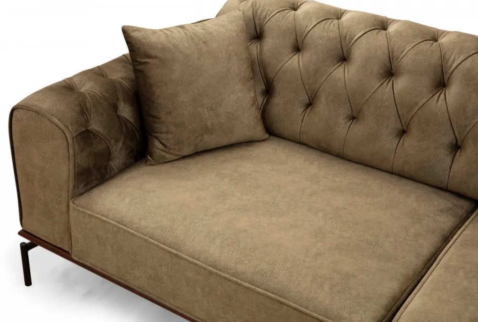 Canapea Extensibilă cu 3 Locuri Siesta With Capitone 3 Seater, Maro