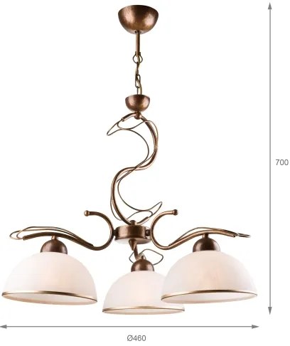 Candelabru pe tijă COBRA, 3x E27, 60W, 230V, bronz patinat