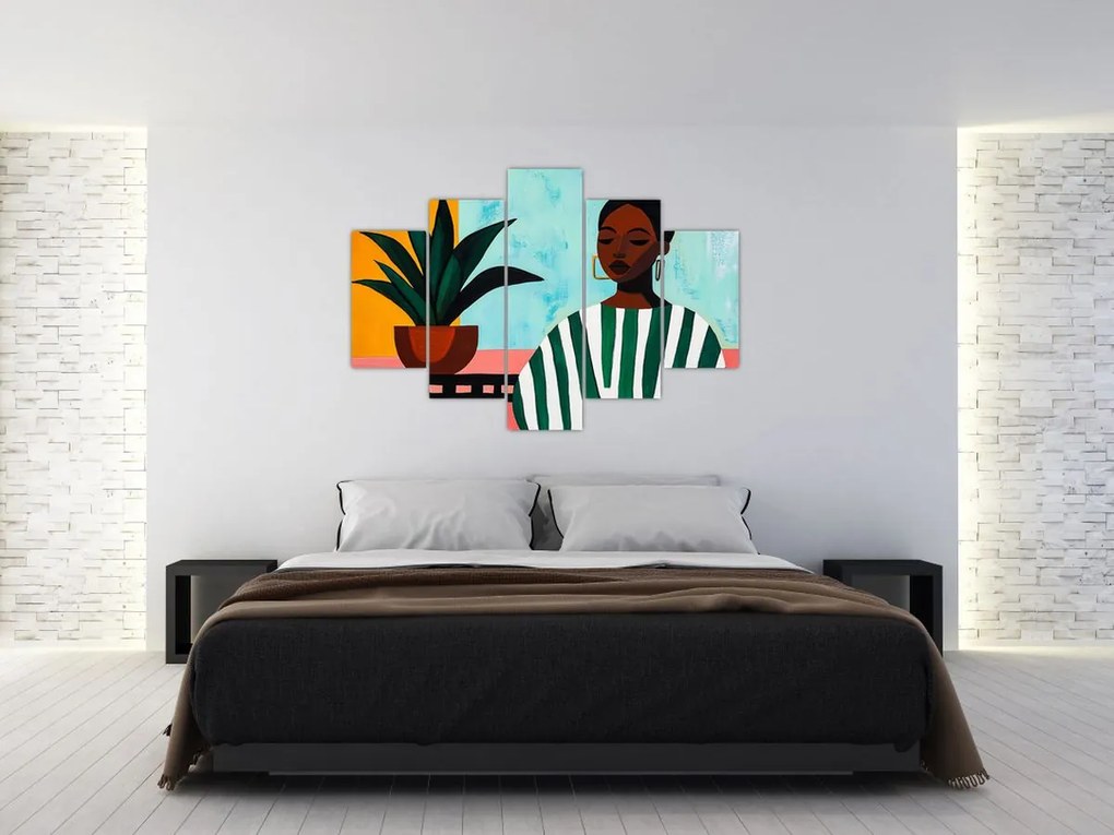 Tablou - Femeie cu floare (150x105 cm)