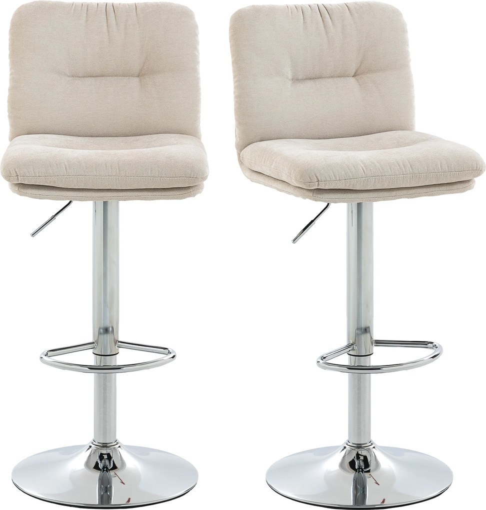 HOMCOM Set de 2 scaune înalte rotative pentru bucătărie, tapițate tip in, cu înălțime reglabilă, spătar și suport pentru picioare, Bej | Aosom Romania