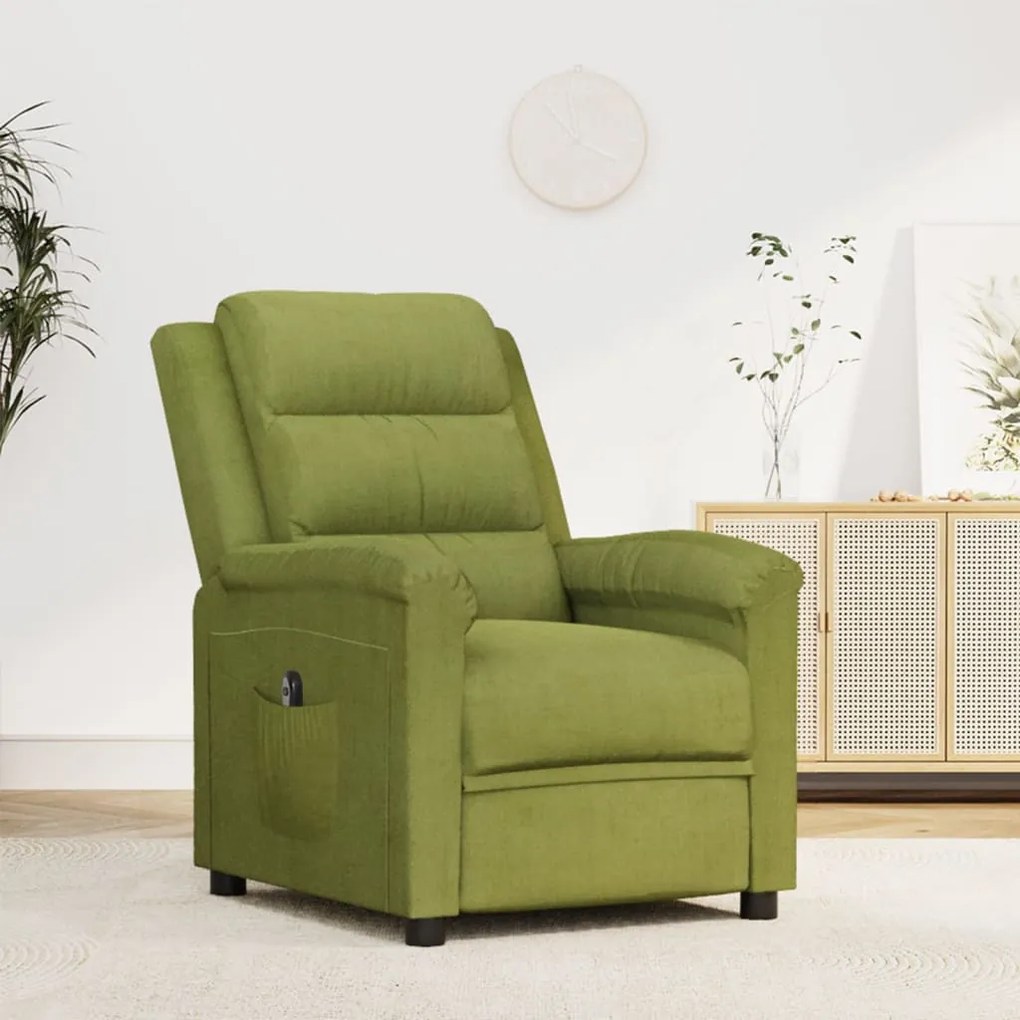 Fotoliu rabatabil electric, verde deschis, catifea