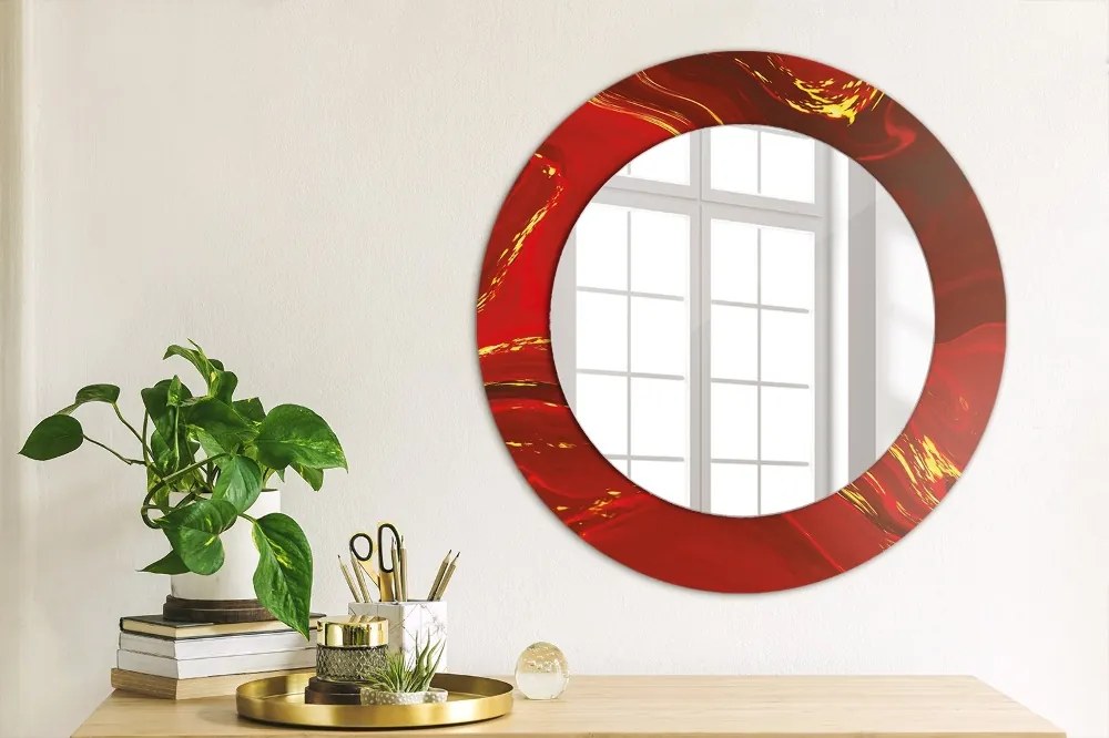 Decor oglinda rotunda Marmură roșie fi 50 cm