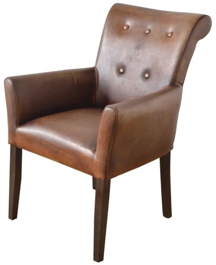 Scaun dining, maro, din piele naturala, aspect clasic, Cambridge