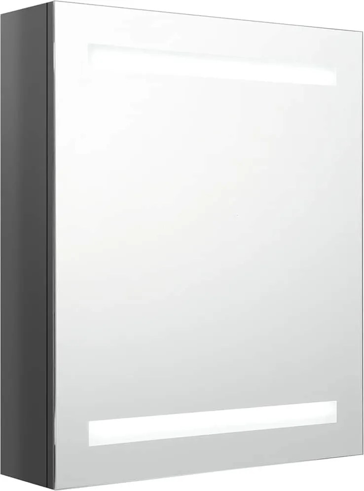 vidaXL Dulap de baie cu oglindă și LED, gri strălucitor, 50x14x60 cm