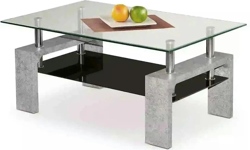 Masuta DIANA INTRO, transparent/gri beton, 100x60x45 cm