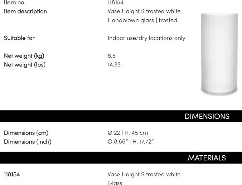 Vaza, Vas decorativ design LUX Haight S, frosted