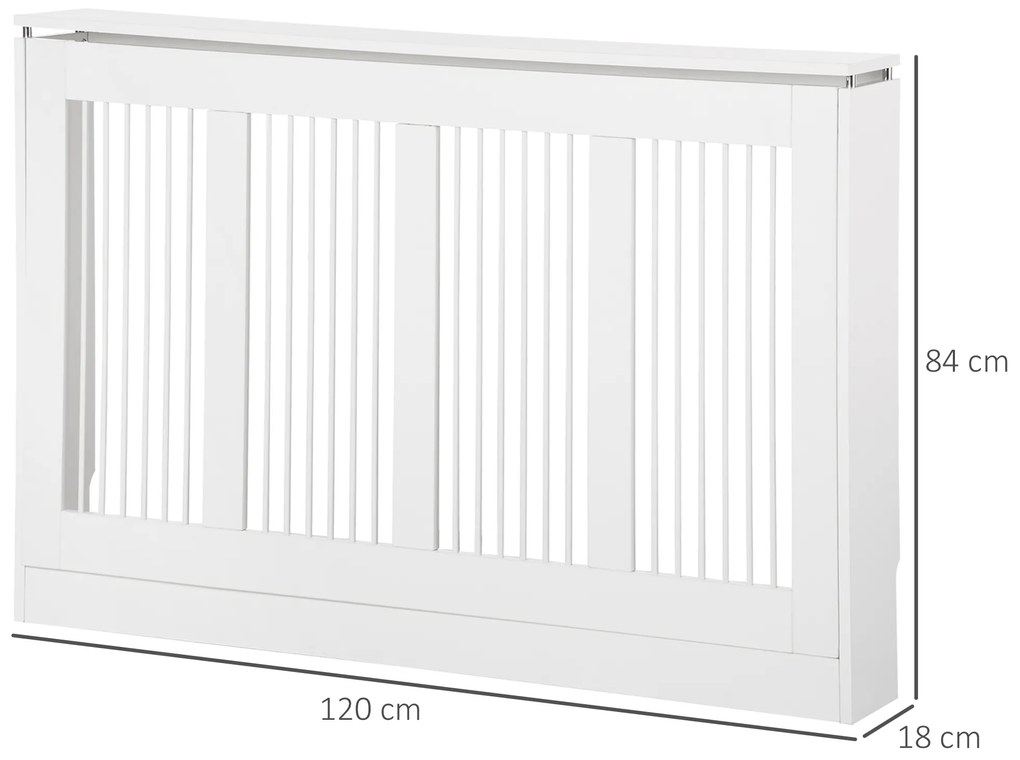 Capac pentru radiator modern din MDF si otel, 120x18x84cm, alb HOMCOM | Aosom Romania