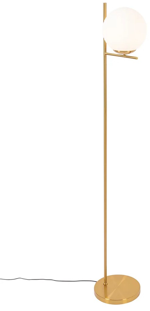 Lampa de podea Art Deco aurie cu sticlă opalescentă - Flore