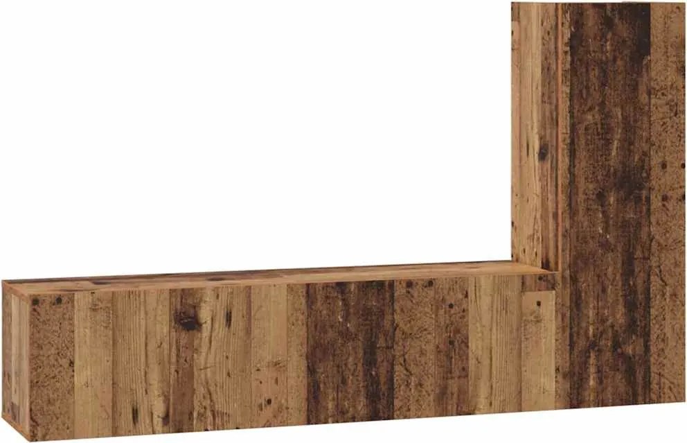 vidaXL Set comodă TV Pe perete 3 pcs Lemn Vechi Lemn compozit