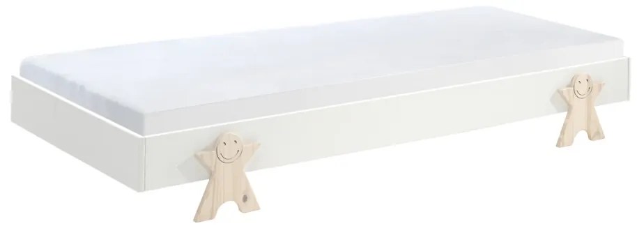 Set 4 paturi stivuibile pentru copii MODULO, alb, 90 x 200 cm, cu picioare în formă de zâmbet – Vipack
