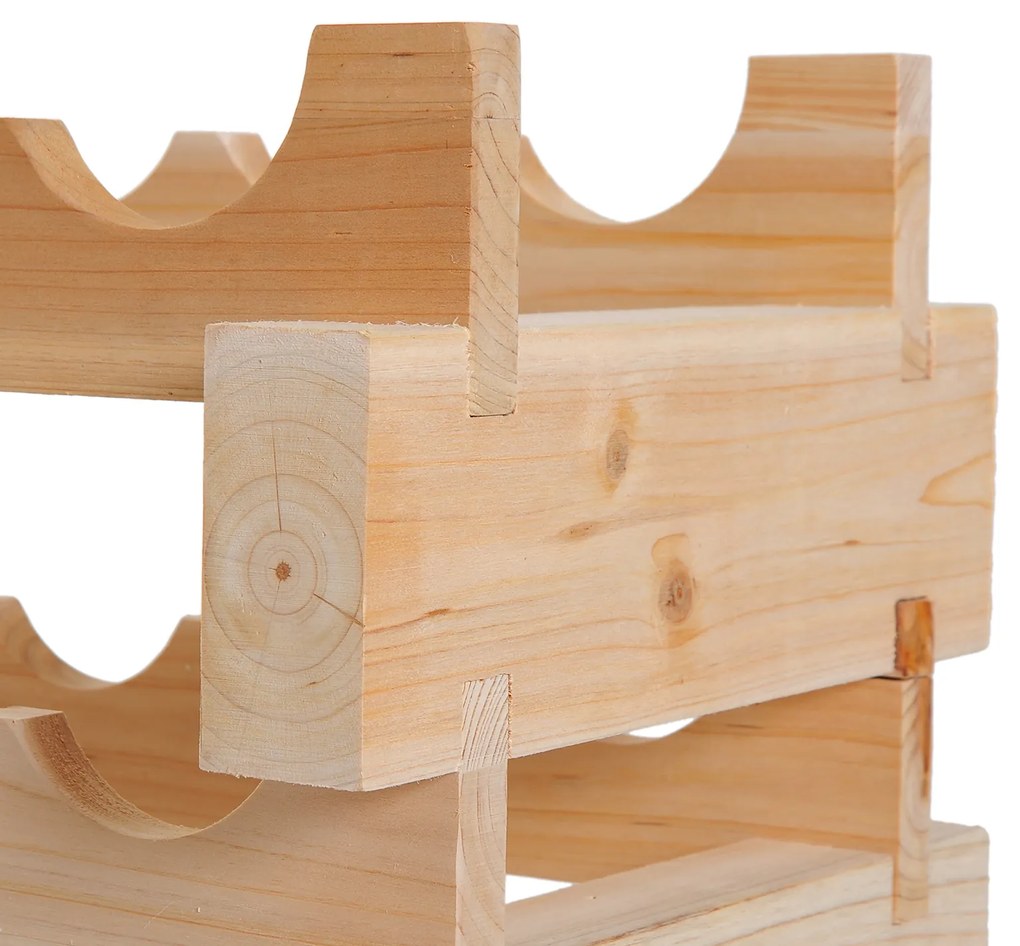 HOMCOM Raft pentru Sticle din Lemn de Brad cu 6 Rafturi pentru 72 de Sticle, 114x28x85 cm, Lemn Natural | Aosom Romania
