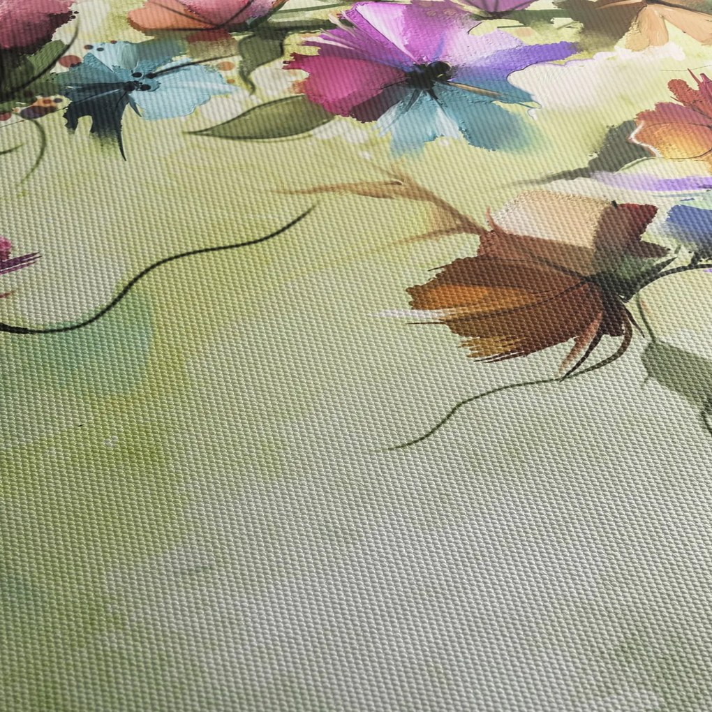 Tablou - Pictua cu flori (cu ceas) (90x30 cm)