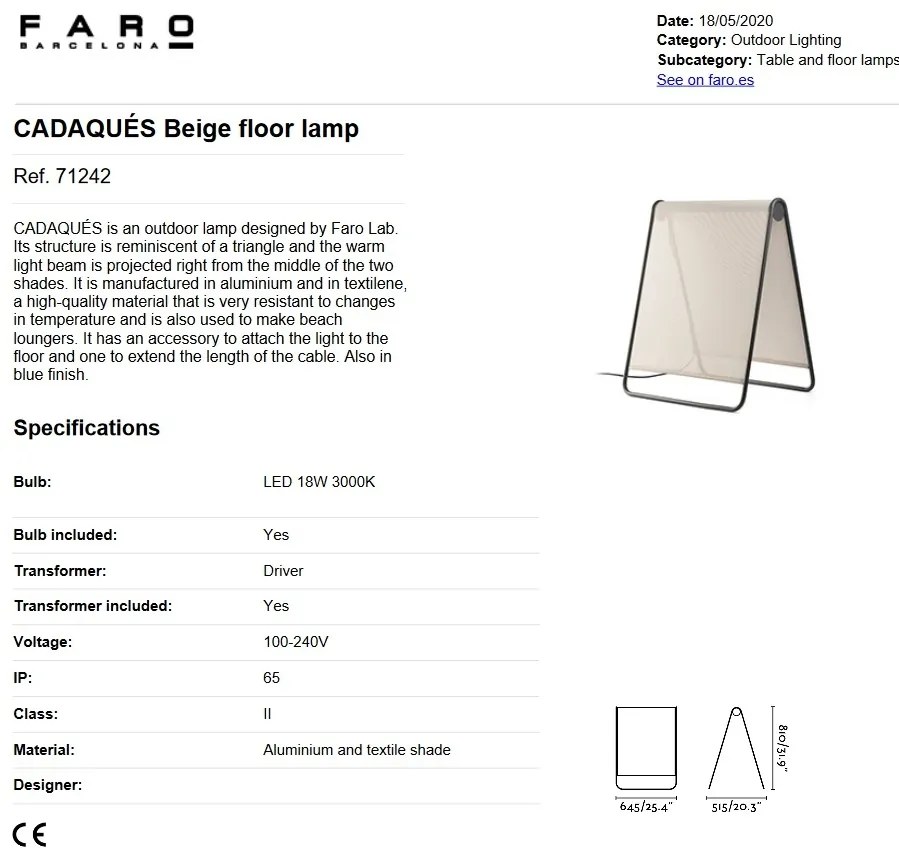 Lampa de podea LED iluminat exterior decorativ IP65 CADAQUES GRI