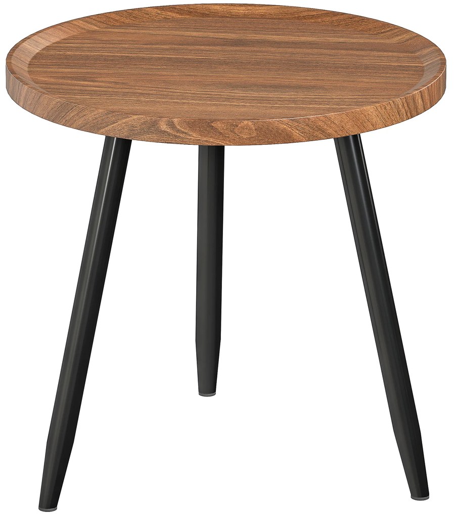 HOMCOM Masă de cafea rotundă pentru living, masă de cafea modernă cu cadru din oțel, pentru living, cameră, Ø 40 x 39 cm, lemn de nuc | Aosom Romania