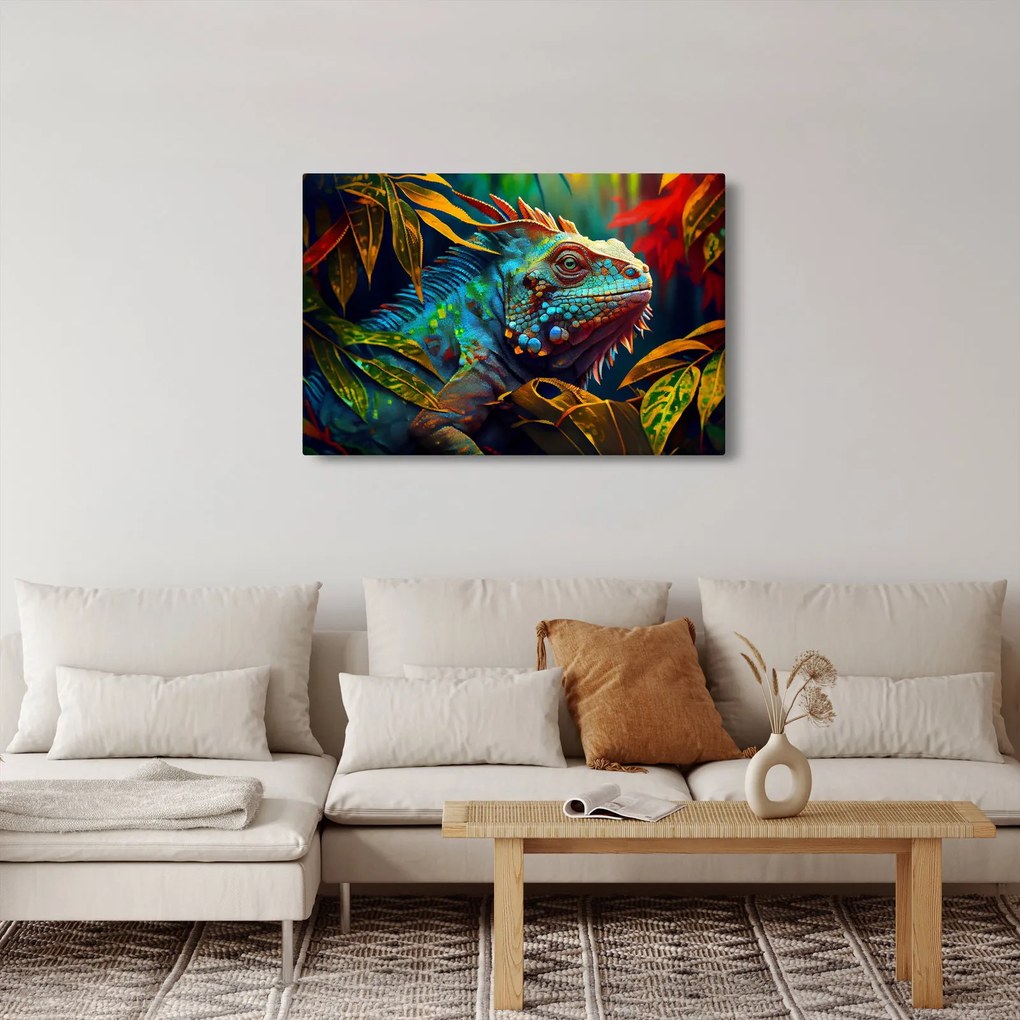 Tablou - Iguana colorată (90x60 cm)
