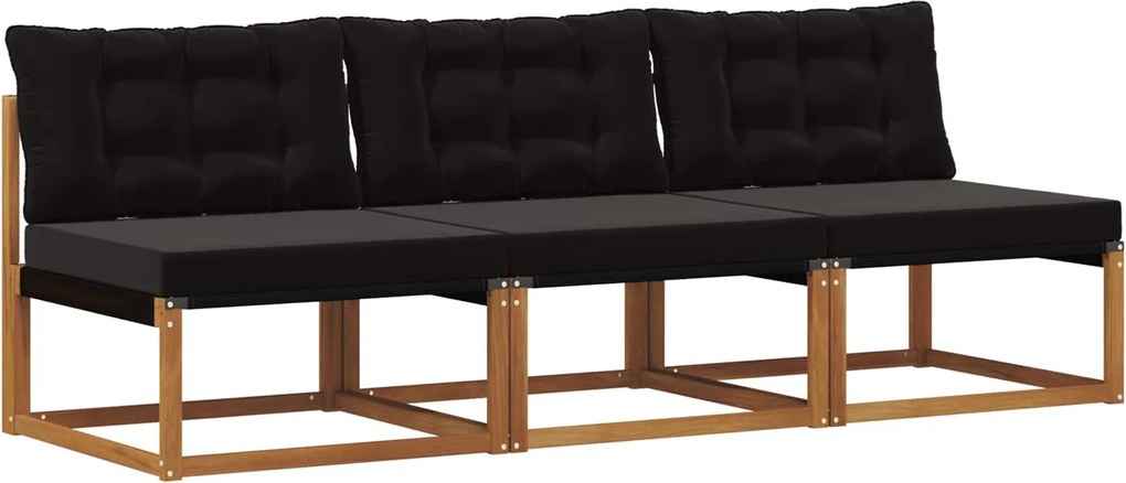 vidaXL 3 Bucată Canapea Medie pentru Exterior Lemn Solid de Acacia