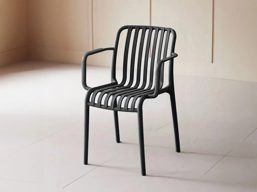 Scaun din plastic TREGO cu brate, antracit