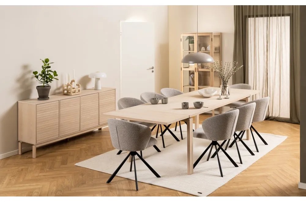 Masă de dining extensibilă cu blat cu aspect de lemn de stejar 100x200 cm Linley – Actona