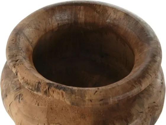 Vază decorativă tip bol, stil natural rustic, culoare natur, din lemn de tec, „Teak”