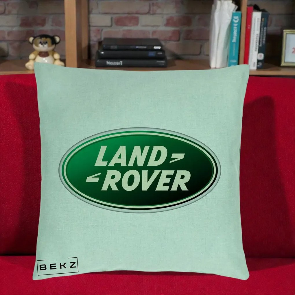 Perna Personalizata cu emblema Land Rover, 40x40 cm, Verde Menta, Husa Detasabila, Perna Inclusa, BEKZ®
