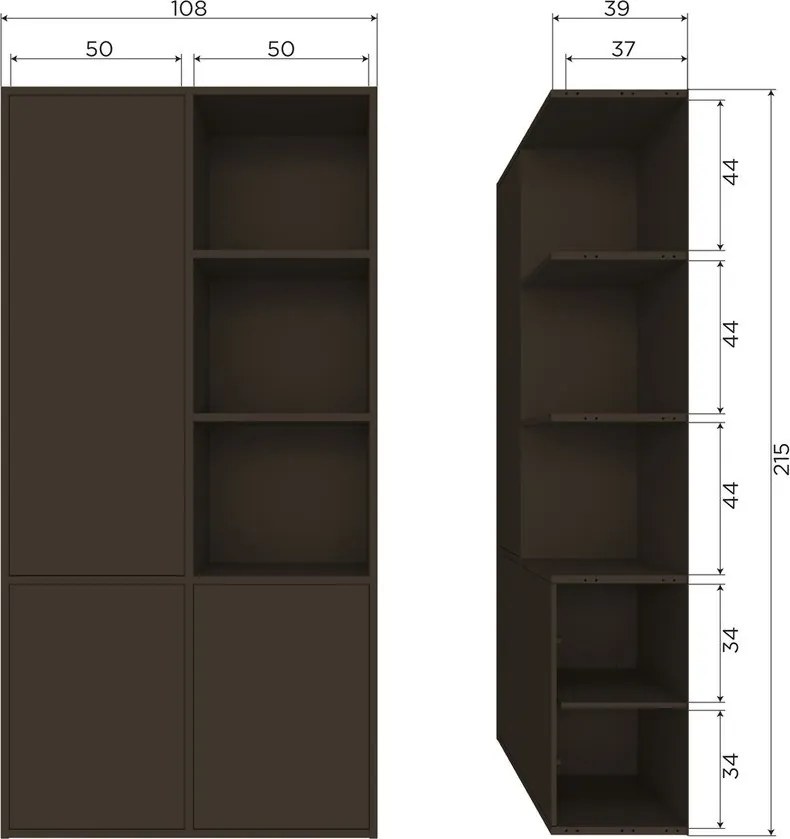 Dulap modular maro închis din lemn de pin 108x215 cm Meggy – WOOOD