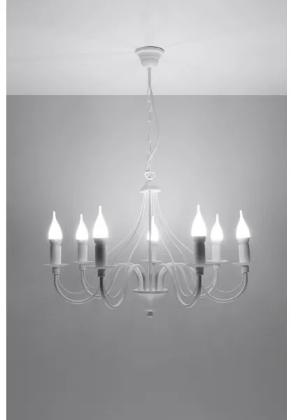Lustră pe lanț MINERWA 7 7xE14/40W/230V alb