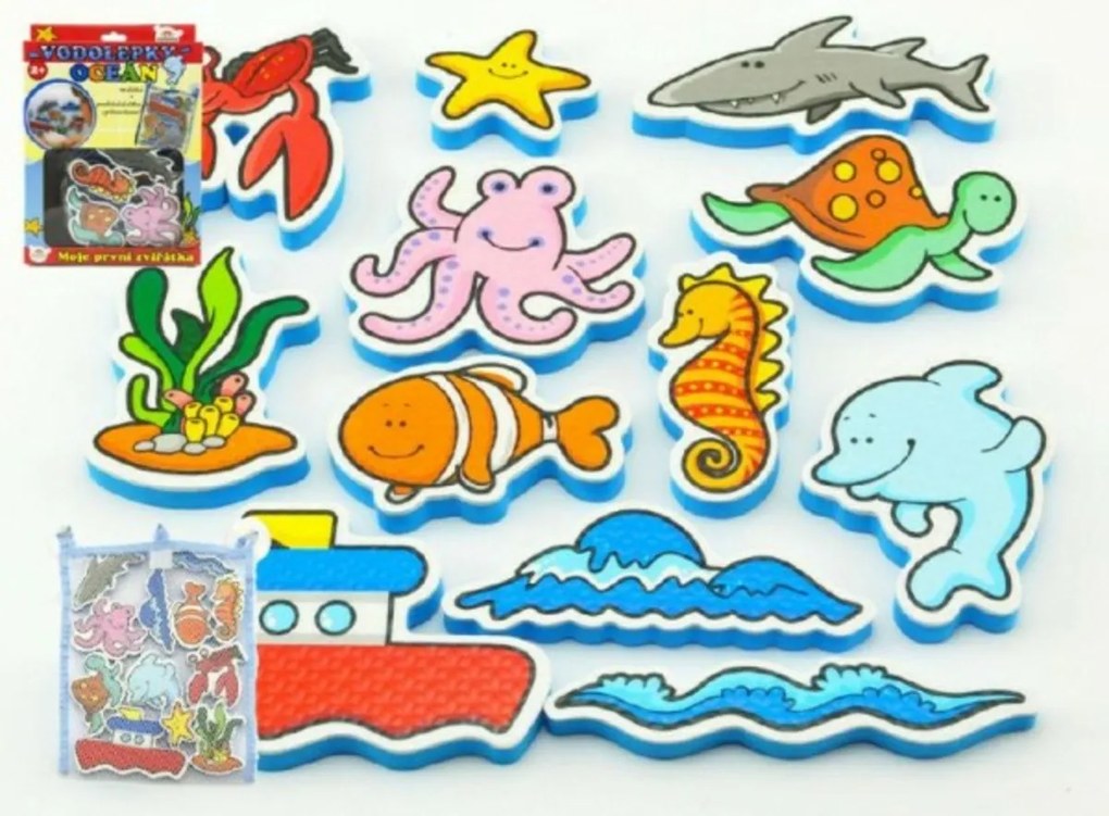 Apă autocolante Prima mea animale ocean foam setat cu net 12ks in cutie 19x27x5cm MP