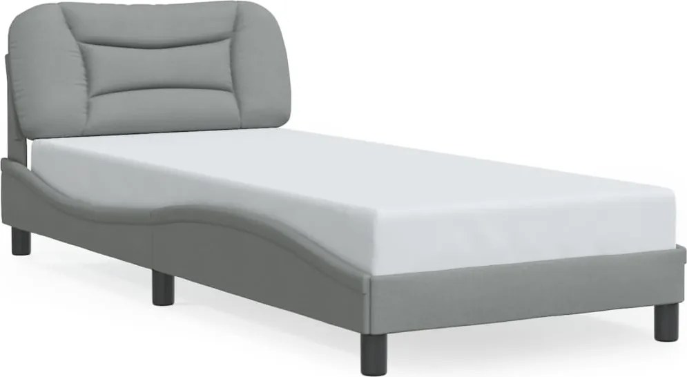 vidaXL Cadru de pat cu LED fără saltea Hvar Gri deschis 90x190 cm Material