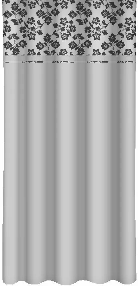 Draperie decorativă de culoare gri deschis cu imprimare de flori de grafit Lățime: 160 cm | Lungime: 270 cm